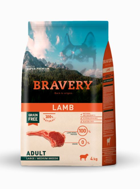 Producto ALIM PERRO BRAVERY LAMB ADULT LARGE 4KG
